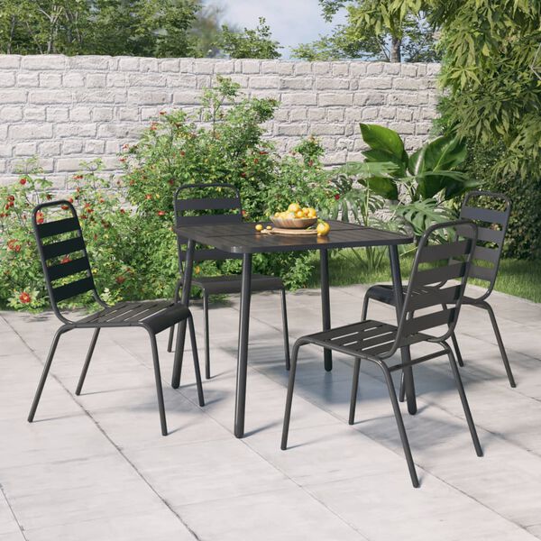 vidaXL 5 Piece Garden Dining Set Anthracite Steel
