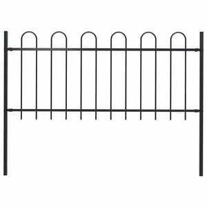 vidaXL Garden Fence BOXTEL with Hoop Top Steel 181x80 cm Black