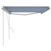 vidaXL Manual Retractable Awning with Posts 5x3 m Blue and White