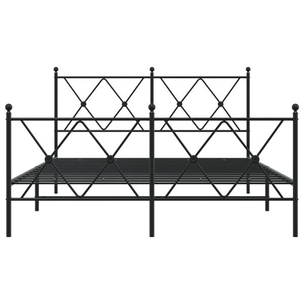 vidaXL Metal Bed Frame without Mattress with Footboard Black 140x190cm