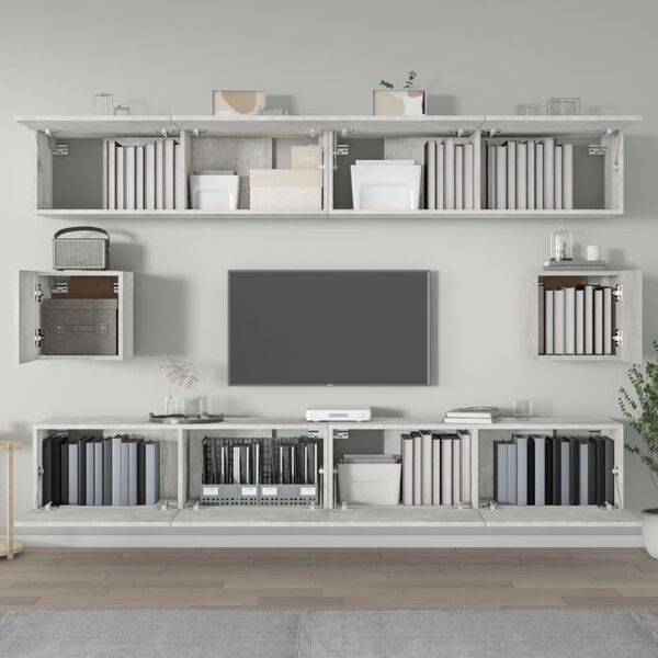 vidaXL 6 Piece TV Cabinet Set Concrete Grey Engineered Wood