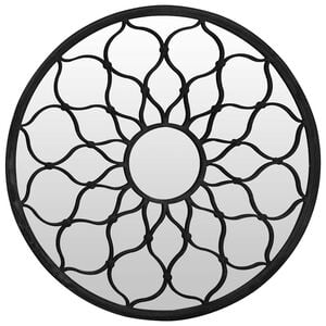vidaXL Garden Mirror Black 40x3 cm Iron Round for Outdoor Use