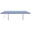 vidaXL Manual Retractable Awning with LED 6x3 m Blue and White