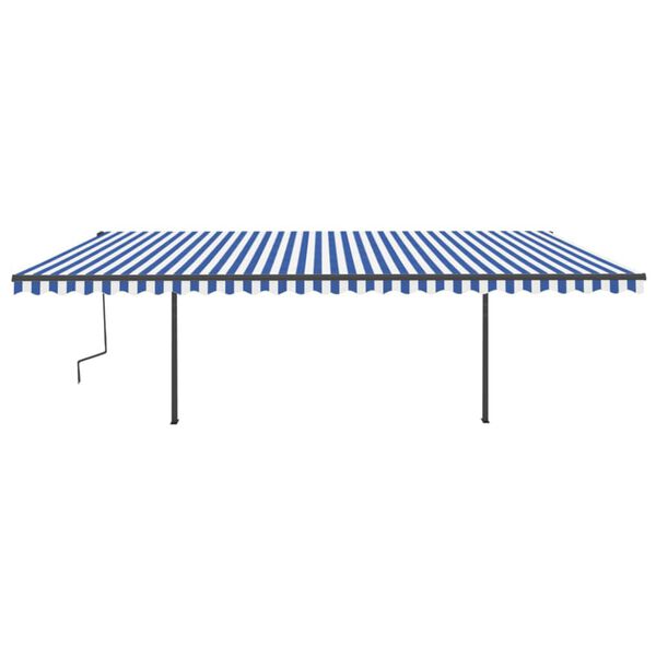 vidaXL Manual Retractable Awning with LED 6x3 m Blue and White