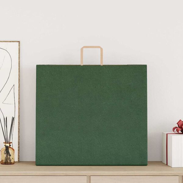 vidaXL Paper Bags 250 pcs with Handles Green 54x15x49 cm