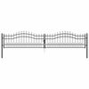 vidaXL Fence Gate with Spear Top with Lock Grey 404 x 75 cm Steel