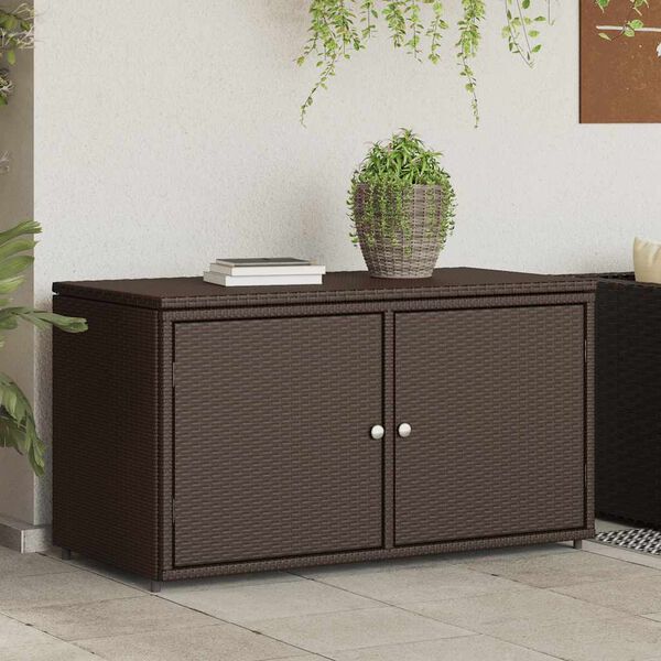 vidaXL Garden Storage Cabinet Brown 110x55x60.5 cm Poly Rattan