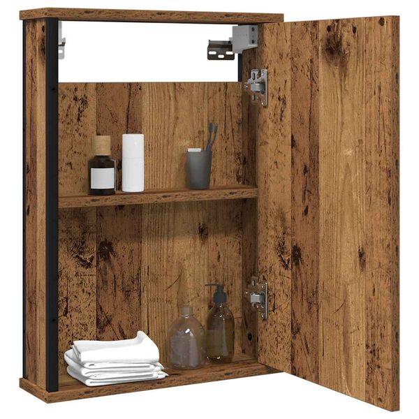 vidaXL Bathroom Mirror Cabinet Old Wood 42x12x60 cm Engineered Wood