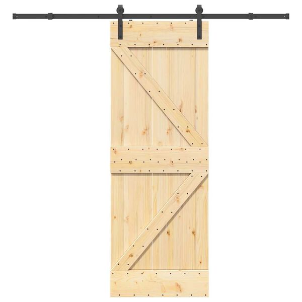 vidaXL Sliding Door with Hardware Set 70x210 cm Solid Wood Pine