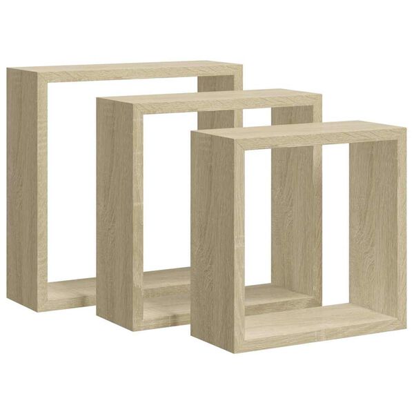 vidaXL Wall Cube Shelves 3 pcs Sonoma Oak