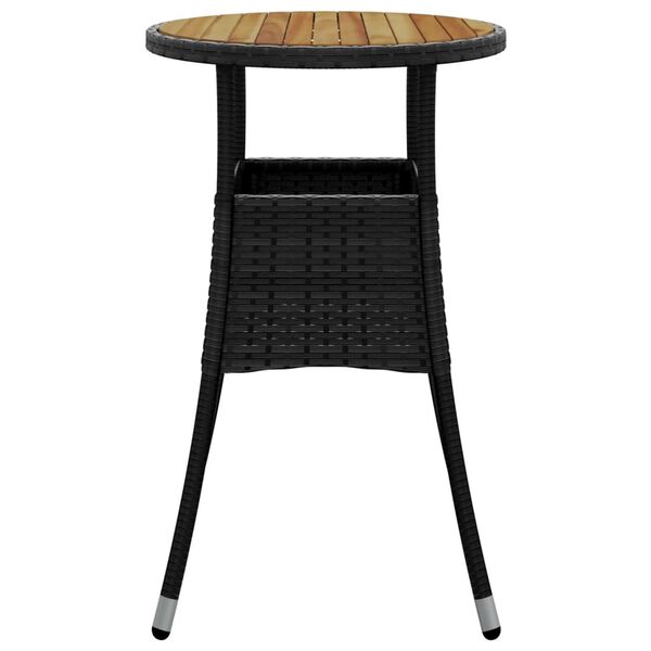 vidaXL Garden Table Ø60x75 cm Acacia Wood and Poly Rattan Black