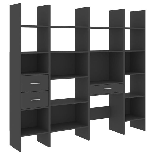vidaXL 4 Piece Book Cabinet Set Grey Engineered Wood