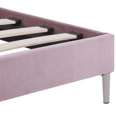 vidaXL Bed Frame with LED Pink Fabric 180x200 cm Super King