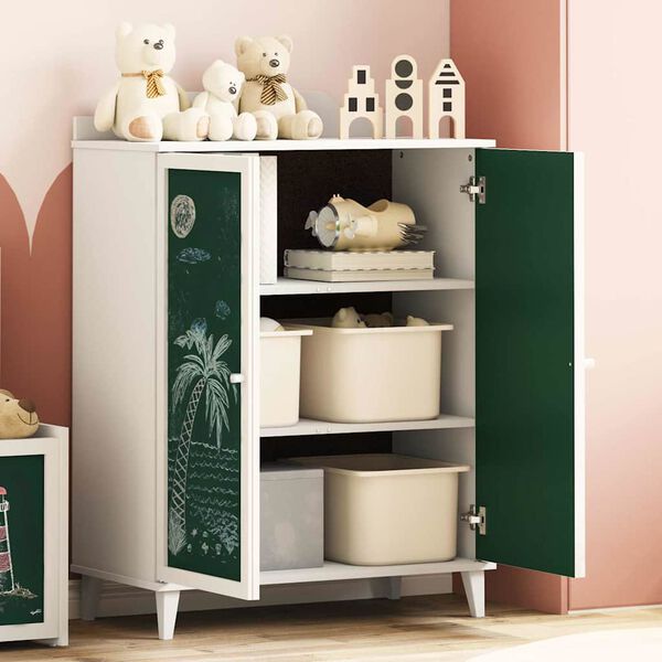 vidaXL Cabinet with Two Doors and Chalkboard Front ROROS White