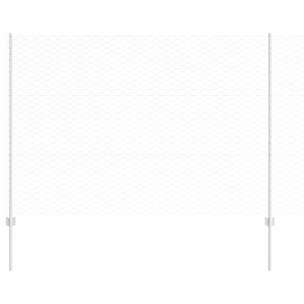 vidaXL Fence with Post Silver 1.5 x 25 m Steel