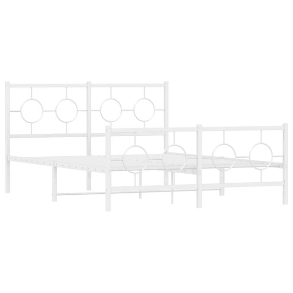 vidaXL Metal Bed Frame without Mattress with Footboard White 135x190cm