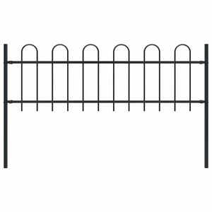 vidaXL Garden Fence BOXTEL with Hoop Top Steel 181x60 cm Black