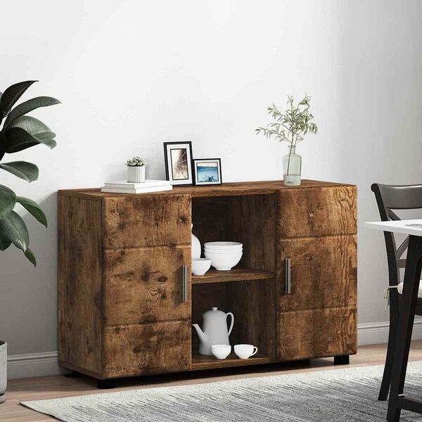 vidaXL Sideboard with Shelf FLORIN Smoked Oak 88.5 x 30.5 x 55.5 cm