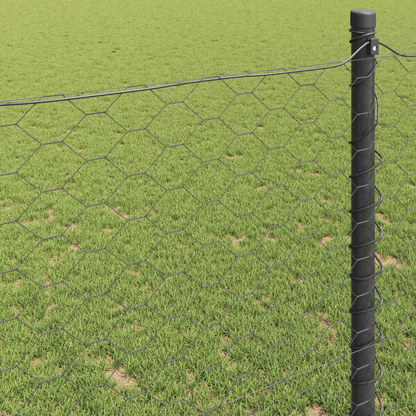 vidaXL Hexagon Fence Grey 1.6 x 10 m Steel