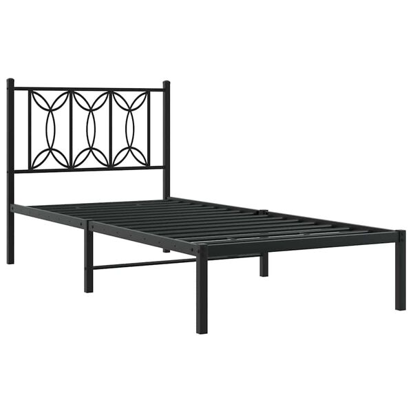 vidaXL Metal Bed Frame without Mattress with Headboard Black 90x190cm