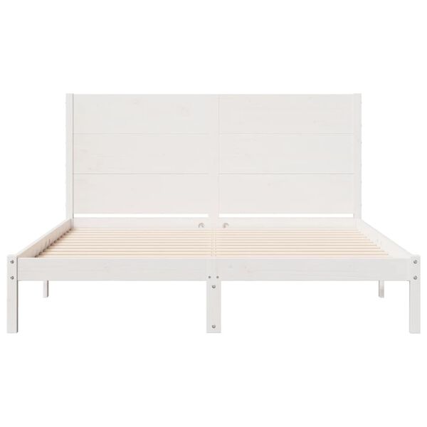 vidaXL Extra Long Bed Frame without Mattress White 160x220 cm Solid Wood