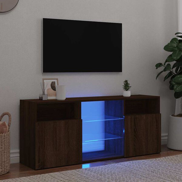 vidaXL TV Cabinet with LED Lights Brown Oak 120x30x50 cm