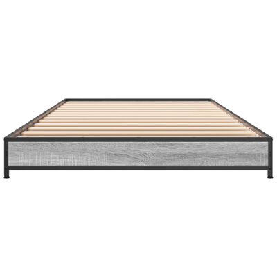 vidaXL Bed Frame Grey Sonoma 90x190 cm Single Engineered Wood and Metal