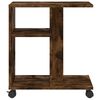 vidaXL Side Table with Wheels Smoked Oak 50x30x55 cm Engineered Wood