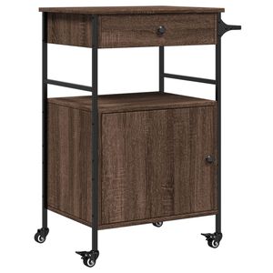 vidaXL Kitchen Trolley Brown Oak 56x43x89.5 cm Engineered Wood