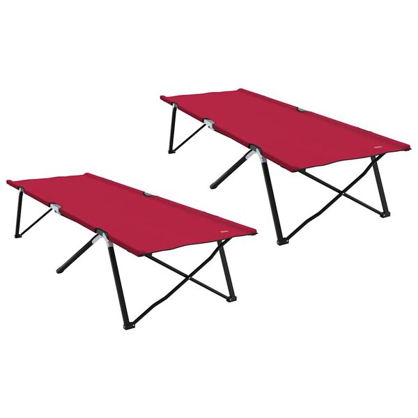vidaXL Folding Camping Bed 2 pcs Red 206 x 76 x 74 cm Oxford and Steel