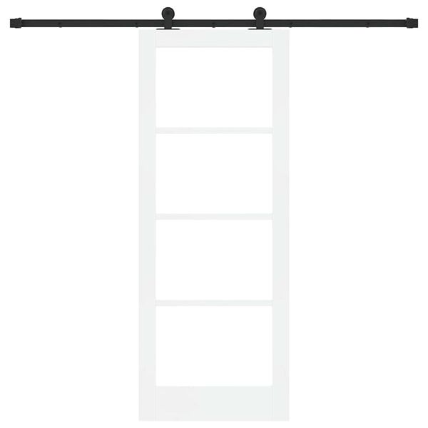 vidaXL Sliding Door ORKDAL White 78 x 202 cm Solid Pine Wood and Glass