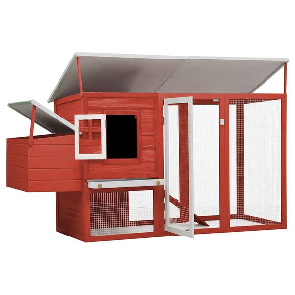 vidaXL Outdoor Chicken Cage Hen House with 1 Egg Cage Red Wood