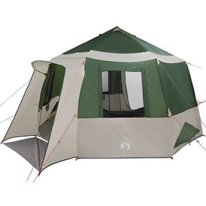 vidaXL Cabin Tent 12-Person 10-Person Green and White