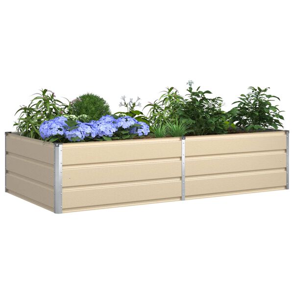 vidaXL Planter Ivory 195 x 100 x 45 cm Galvanised Steel