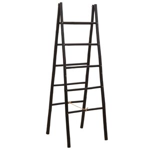 vidaXL Double-Sided Blanket Ladder Black 50 x 50 x 159 cm Bamboo
