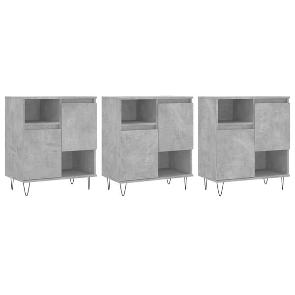 vidaXL Sideboards 3 pcs Concrete Grey Engineered Wood