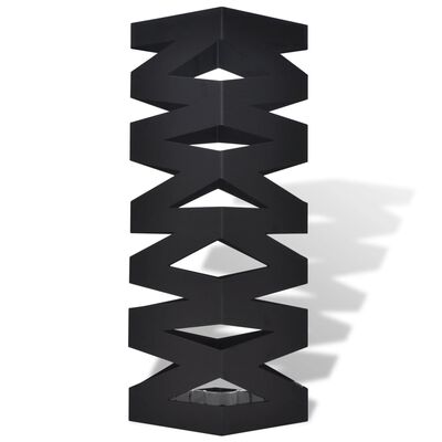 Black Square Umbrella Stand Storage Holder Walking Stick Steel 48.5 cm