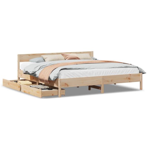vidaXL Bed Frame without Mattress 180x200 cm Super King Solid Wood Pine