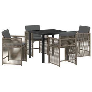 vidaXL Garden Dining Set 5 pcs Grey Poly Rattan