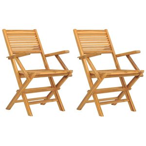 vidaXL Folding Chairs 2 pcs 55x62x90 cm Solid Wood Teak