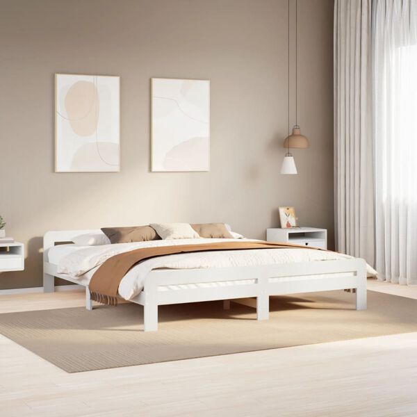 vidaXL Bed Frame without Mattress White 180x200 cm Super King Size Solid Wood Pine