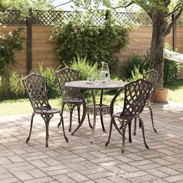 vidaXL Garden Dining Set 5 pcs Bronze 90 x 90 x 75 cm Cast Aluminium
