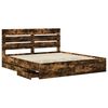 vidaXL Bed Frame with Drawer Smoked Oak 180 x 200 cm Engineer Wood