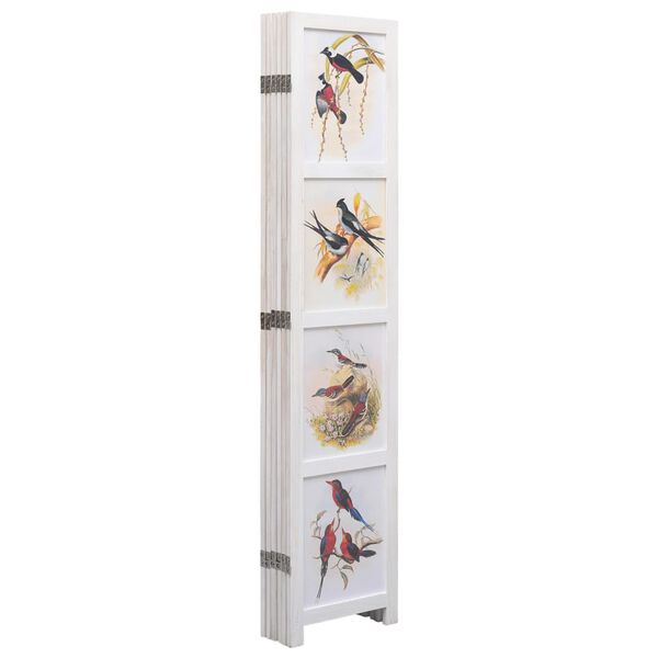 vidaXL 6-Panel Room Divider White 210x165 cm Bird