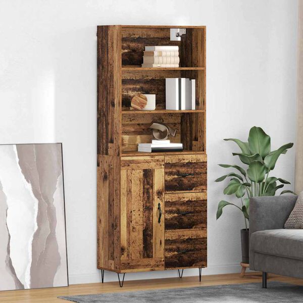 vidaXL Highboard with Drawer 2 pcs Old Wood Engineered Wood