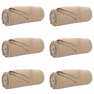vidaXL Throw Blankets 6 pcs Camel 170 x 130 cm 1.97 kg Fleece