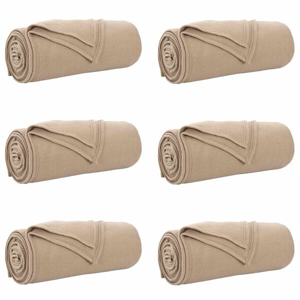 vidaXL Throw Blankets 6 pcs Camel 170 x 130 cm Fleece