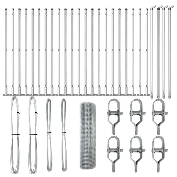 vidaXL Fence Post Silver 50 x 0.6 m (16 x 16 mm mesh) Steel