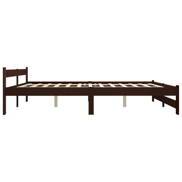 vidaXL Bed Frame without Mattress Dark Brown Solid Pine Wood 200x200 cm