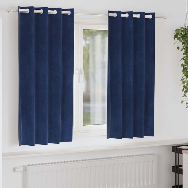 vidaXL Blackout Curtains 2 pcs Dark Blue 140 x 175 cm Velvet